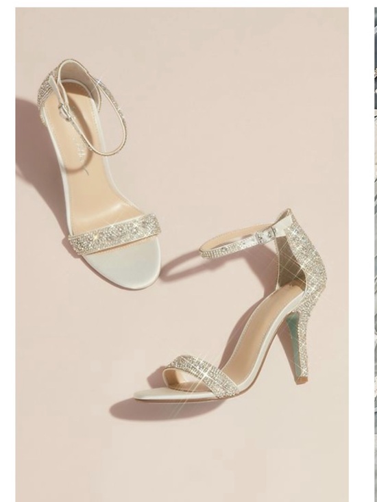 Betsey Johnson Shoes - Betsey Johnson Silver Crystal Ankle-Strap Heels